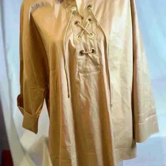 Chico's Womens Top with front string tie, Taupe (Size 4) - Picture 4 of 13